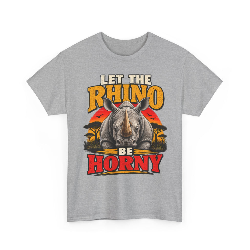 Let the Rhino Be Horny – Unisex Heavy Cotton Tee