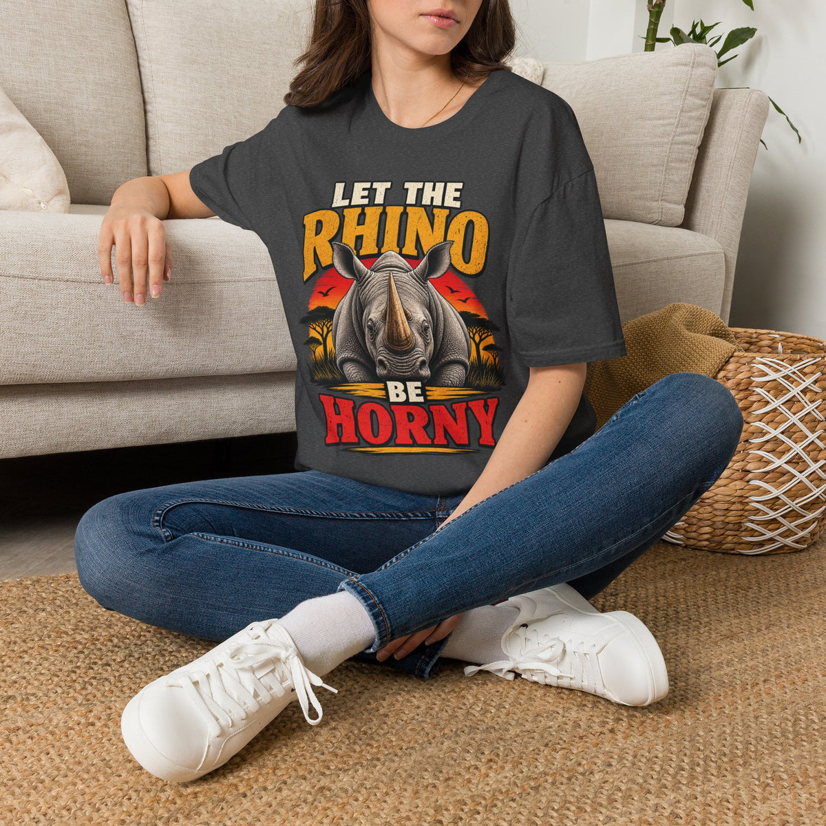 Let The Rhino Be Horny T-Shirt — Vintage Rhino Graphic Tee