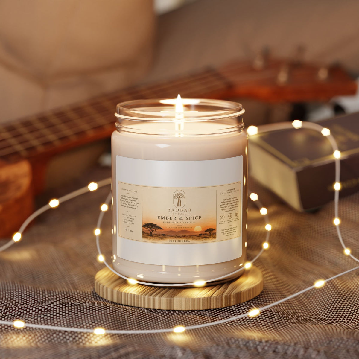 Baobab Rituals Ember & Spice Soy Candle – Cinnamon Vanilla
