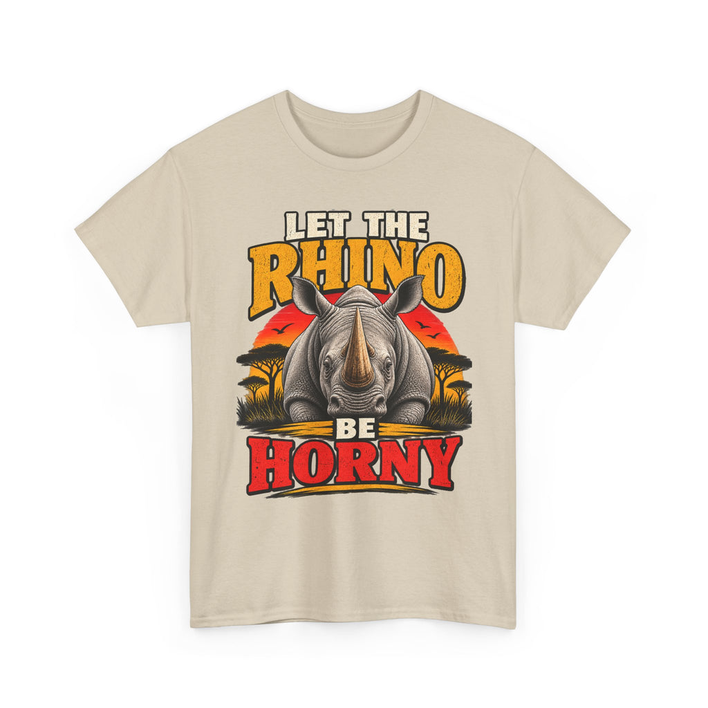 Let the Rhino Be Horny – Unisex Heavy Cotton Tee