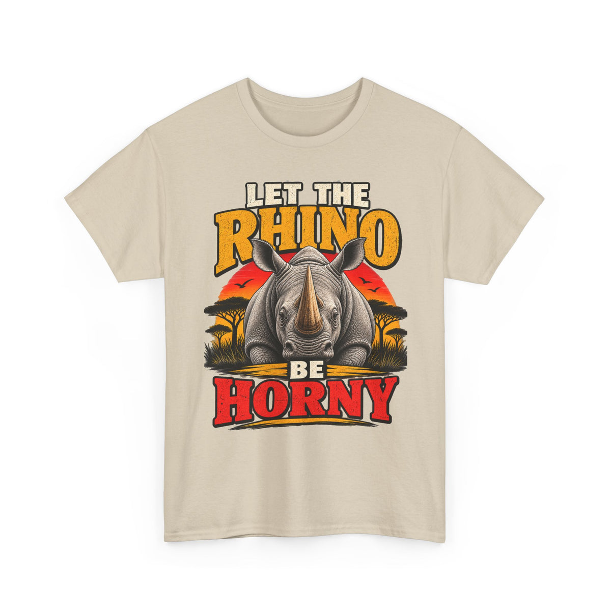 Let the Rhino Be Horny – Unisex Heavy Cotton Tee
