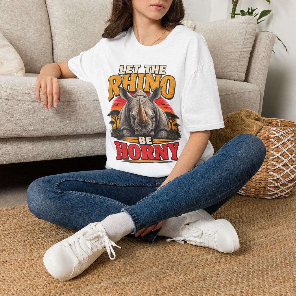 Let The Rhino Be Horny T-Shirt — Vintage Rhino Graphic Tee