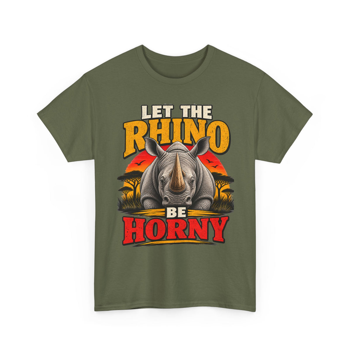 Let the Rhino Be Horny – Unisex Heavy Cotton Tee