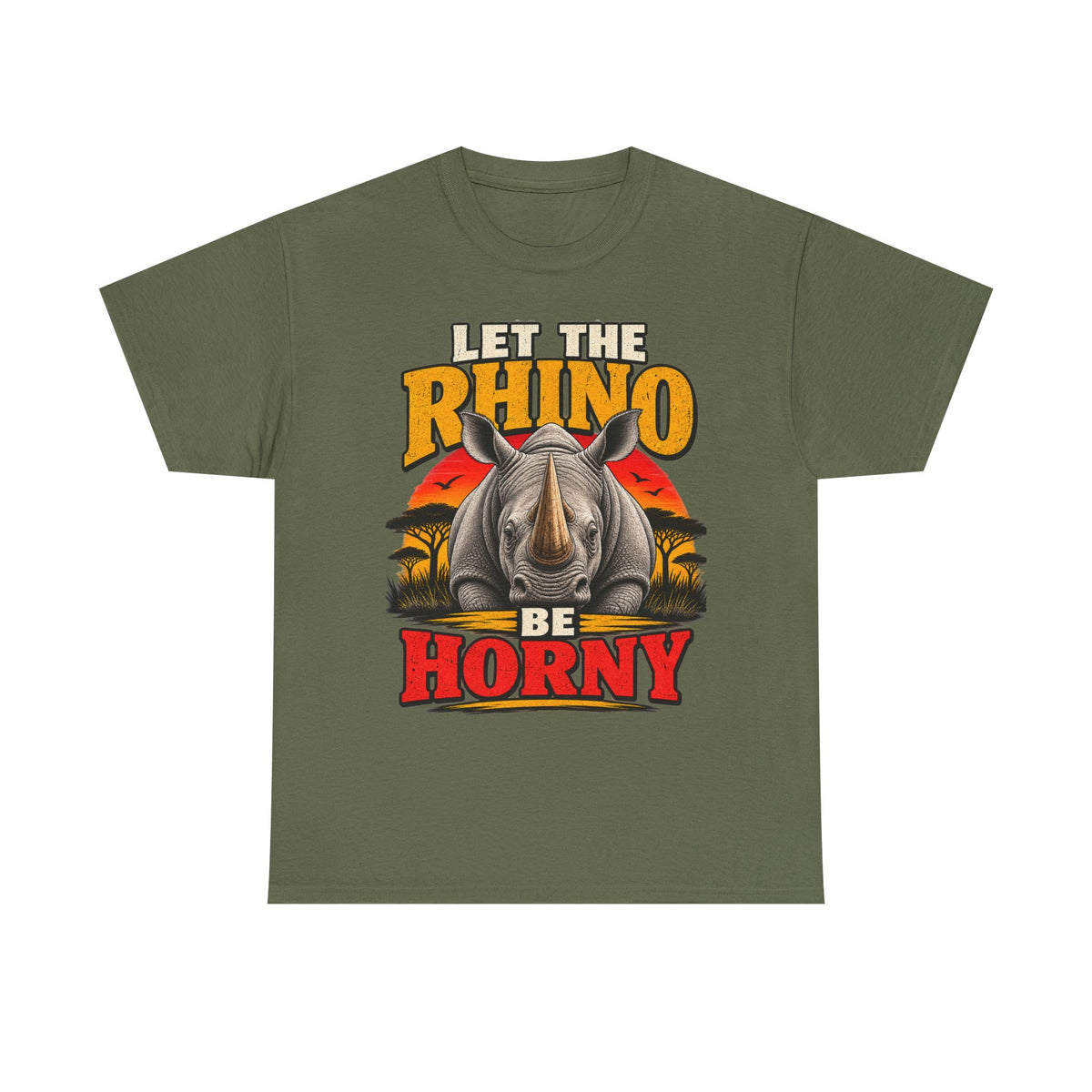 Let the Rhino Be Horny – Unisex Heavy Cotton Tee