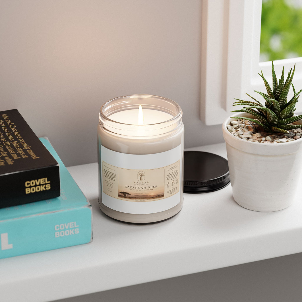 Baobab Rituals Savannah Dusk Soy Candle – White Sage + Lavender