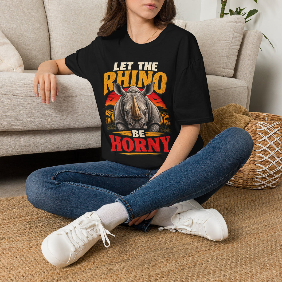Let The Rhino Be Horny T-Shirt — Vintage Rhino Graphic Tee
