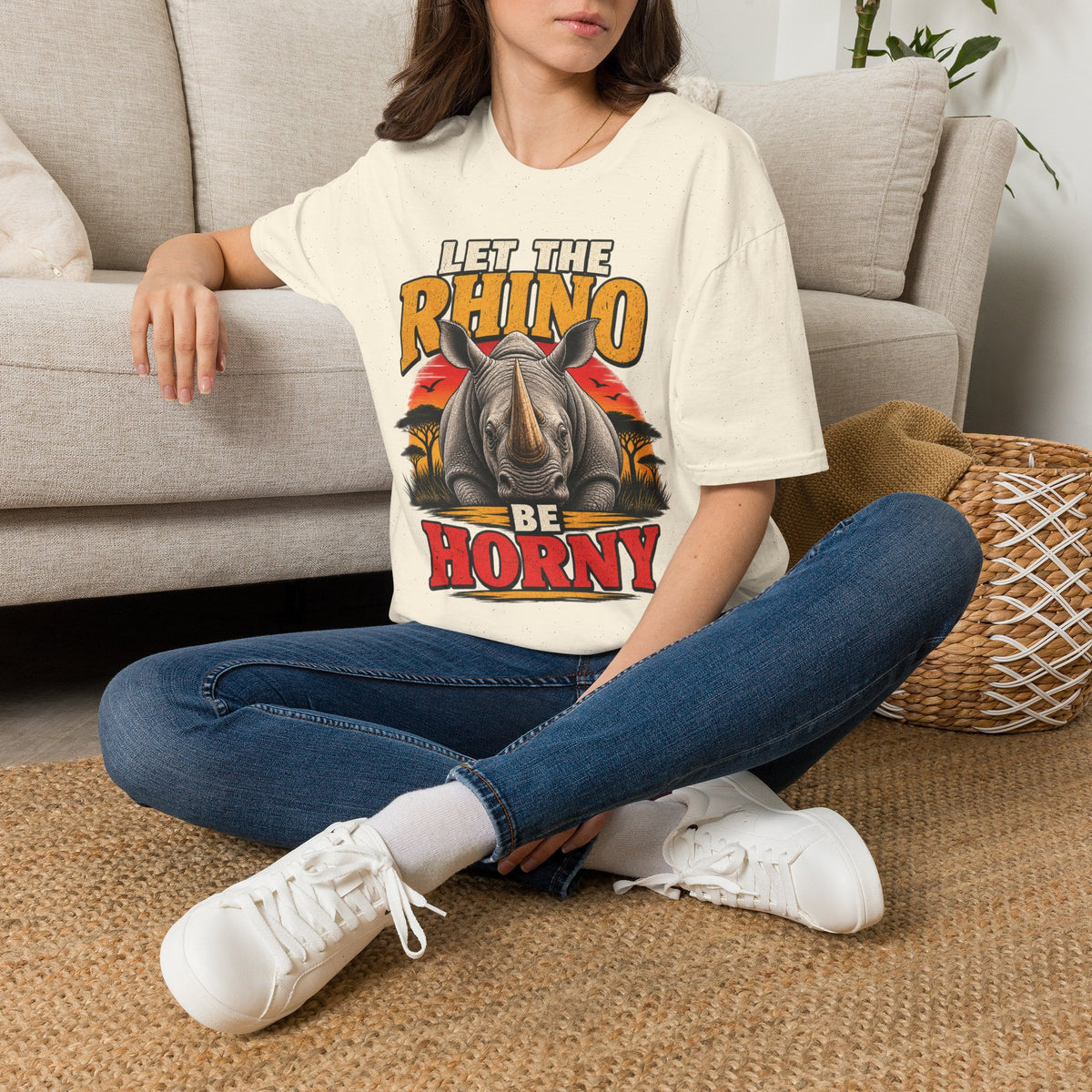 Let The Rhino Be Horny T-Shirt — Vintage Rhino Graphic Tee