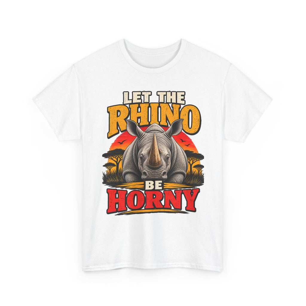 Let the Rhino Be Horny – Unisex Heavy Cotton Tee