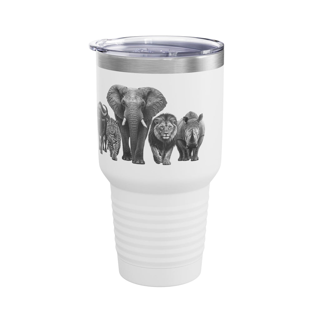 Wildlife Herd 30oz Tundra Tumbler — Elephant & Buffalo Stainless Travel Mug