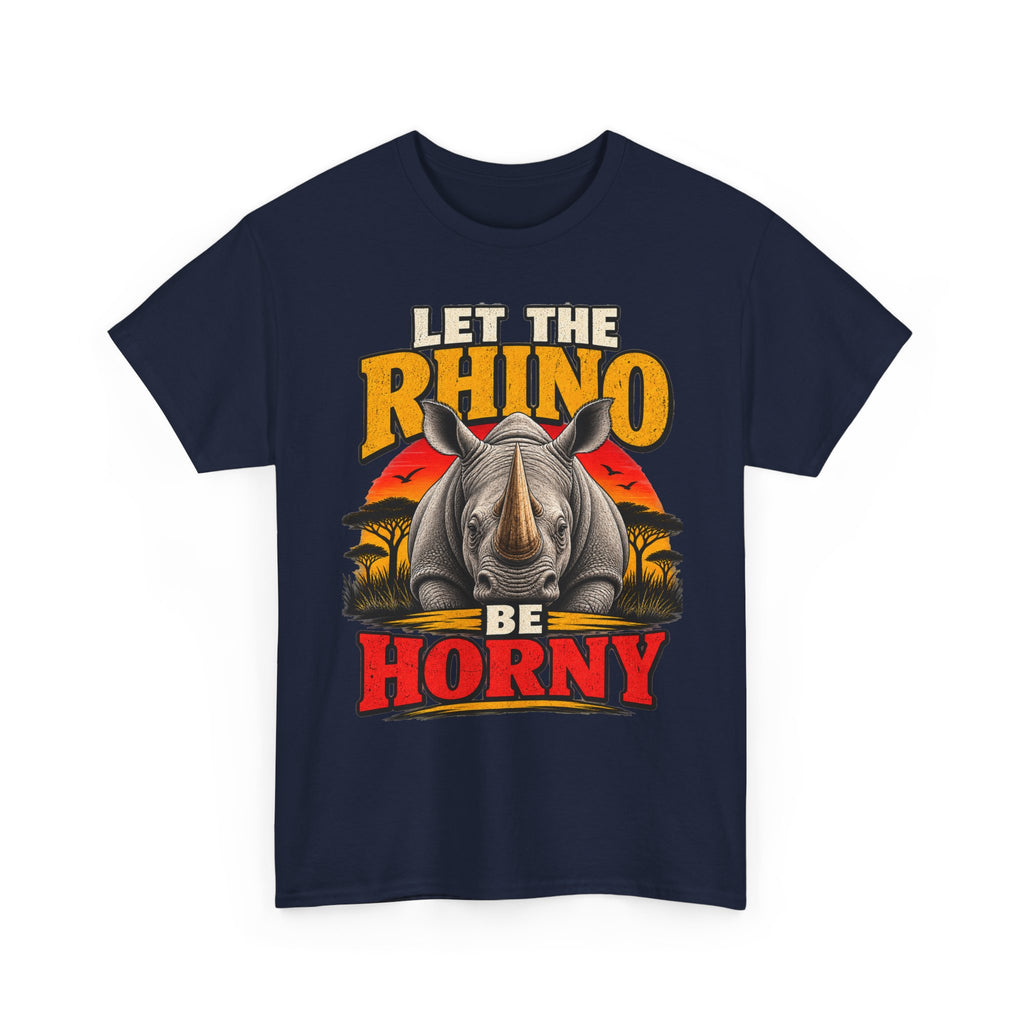 Let the Rhino Be Horny – Unisex Heavy Cotton Tee