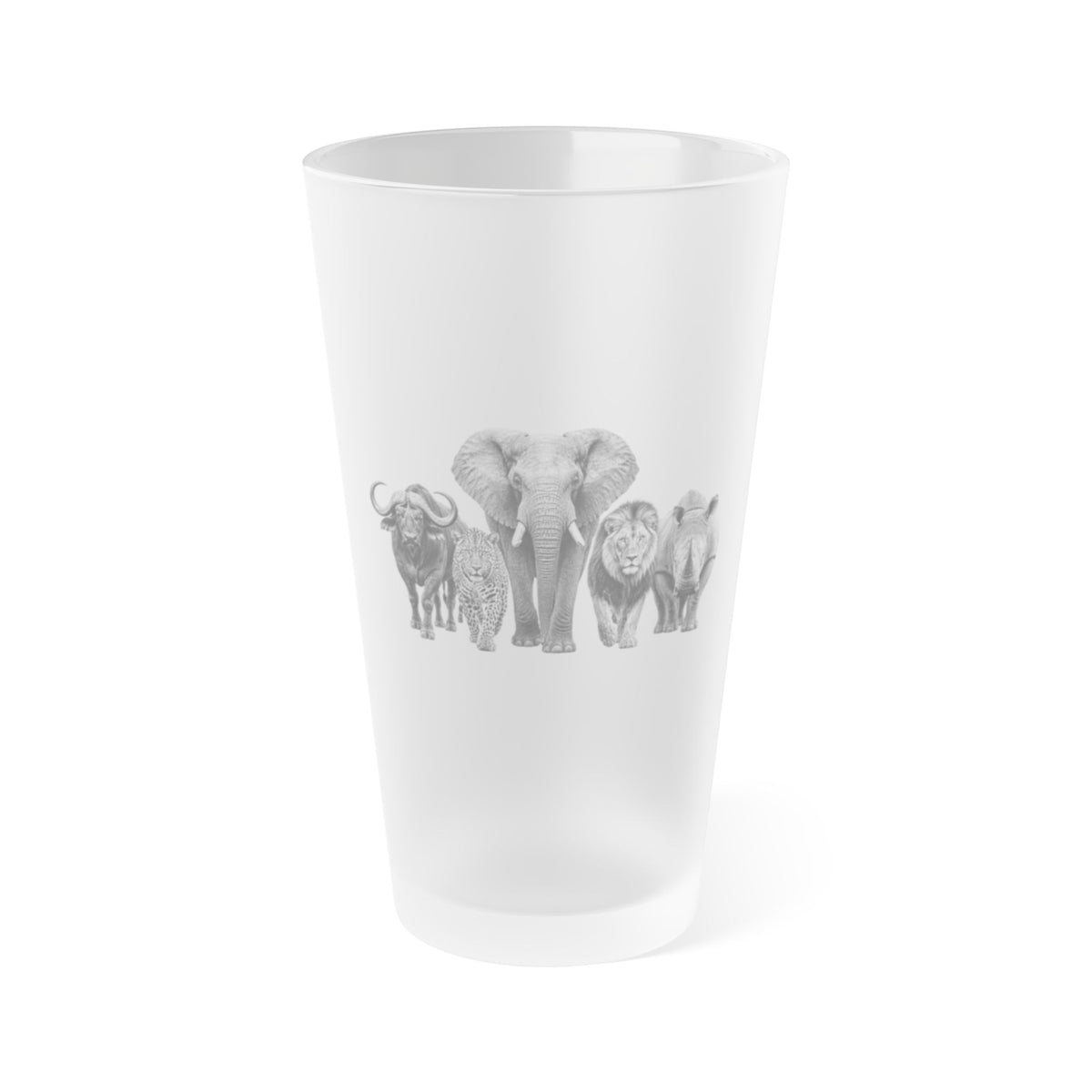 Elephant Family Frosted Pint Glass – 16 oz