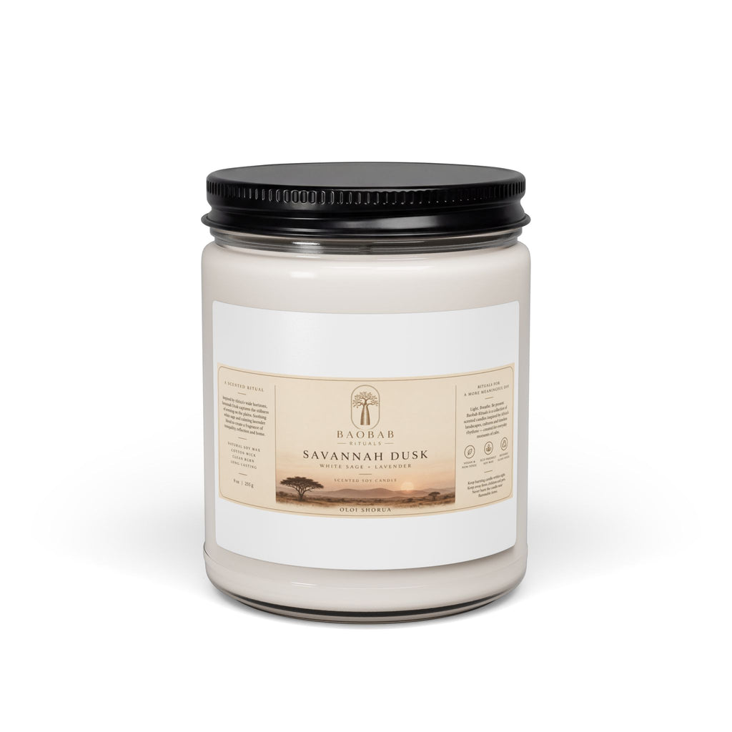 Baobab Rituals Savannah Dusk Soy Candle – White Sage + Lavender